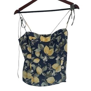 Abercrombie & Fitch Lemon Crop Top S
Linen Blend Tie Straps Smocked Detail NWT